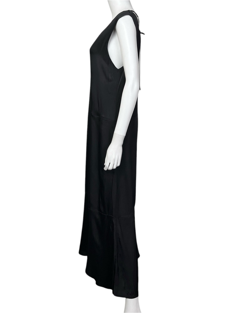 Everlane The Satin V Neck Maxi Dress in Black - sz Medium - Picture 9 of 13